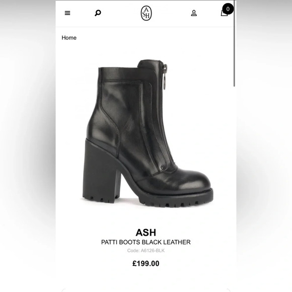 ASH PATTI BOOTS BLACK LEATHER size 37 (7 US) - Picture 2 of 8
